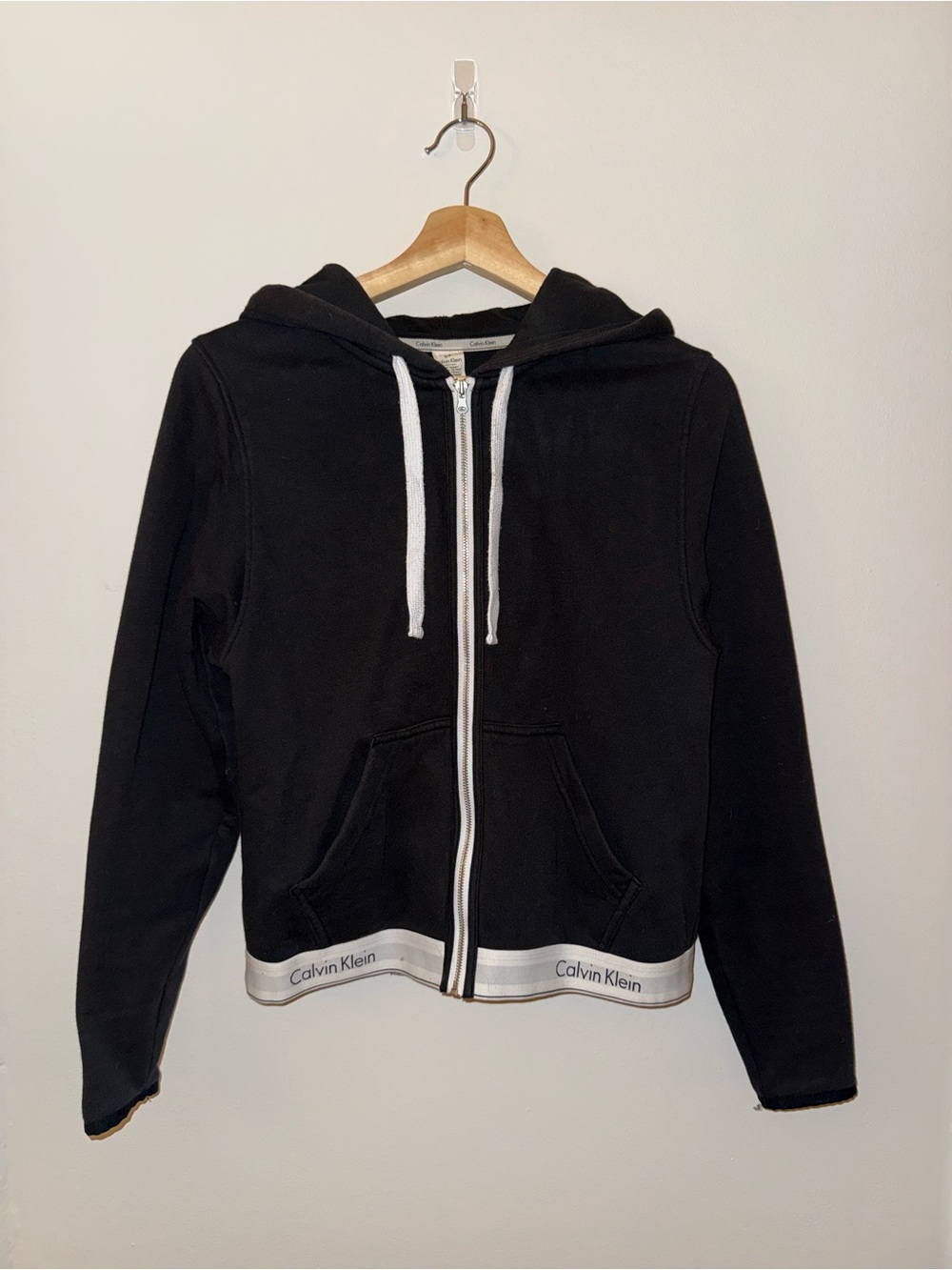 Calvin Klein Black Hoodie Jacket with White Trim